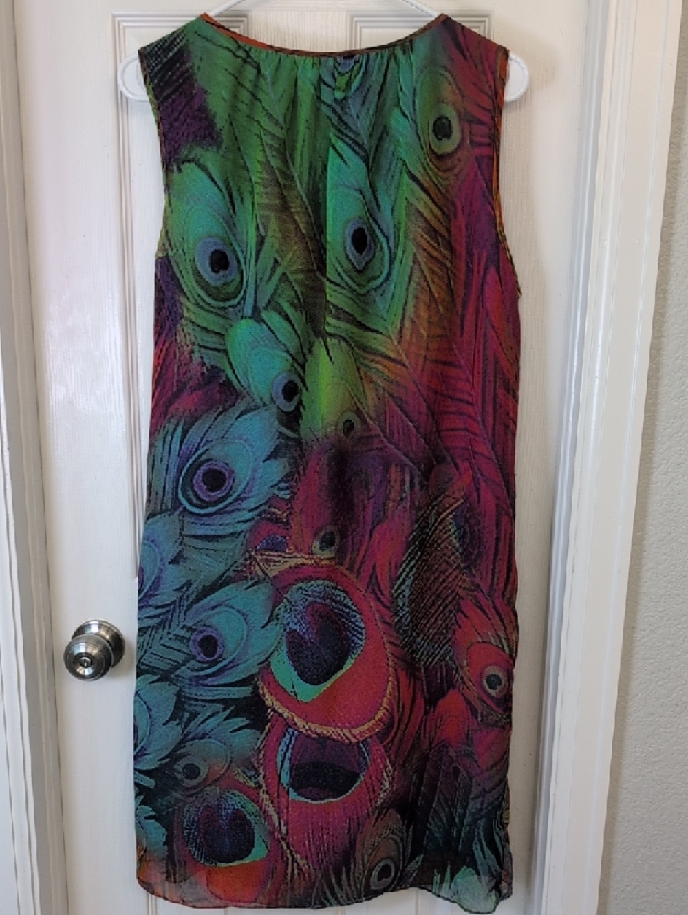 Ellen Tracy Purple Top with Multicolor Neck Trim Lightweight Peacock Maximalism - Picture 5 of 8
